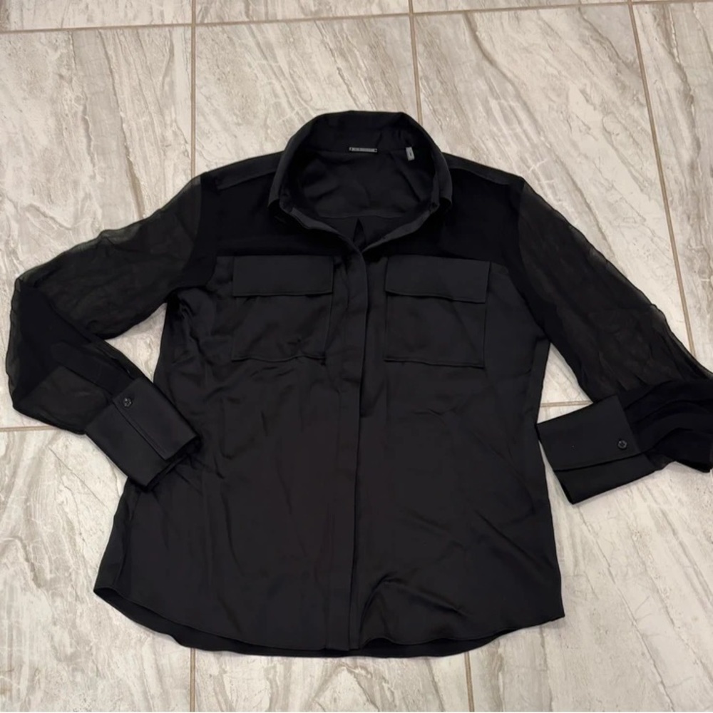 Elie Tahari Black Lightweight Long-Sleeve Shirt Jacket